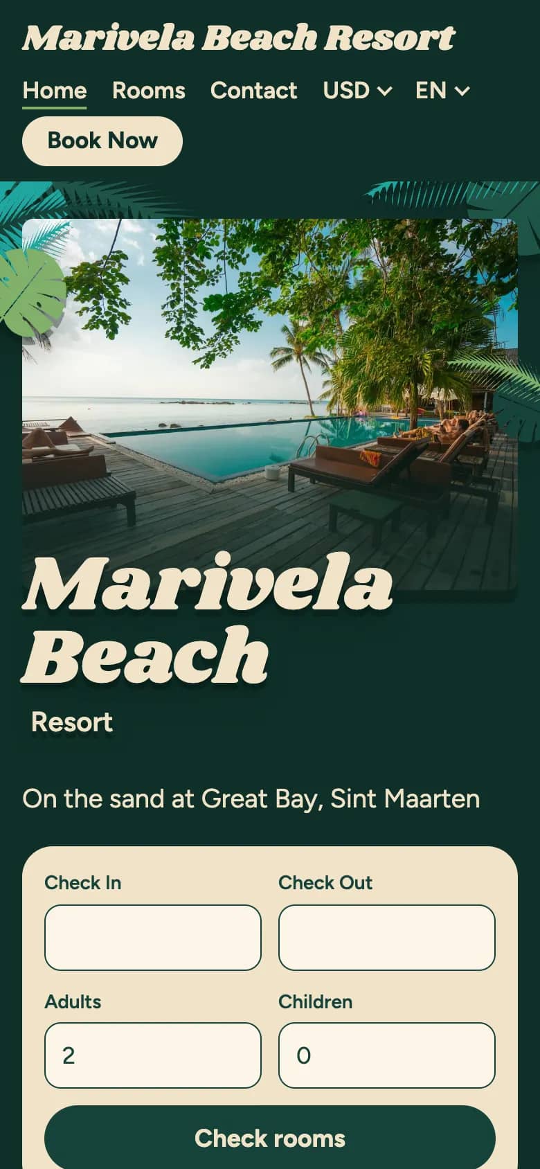 Dieselbe Startseite im Theme Lanai auf einem Smartphone