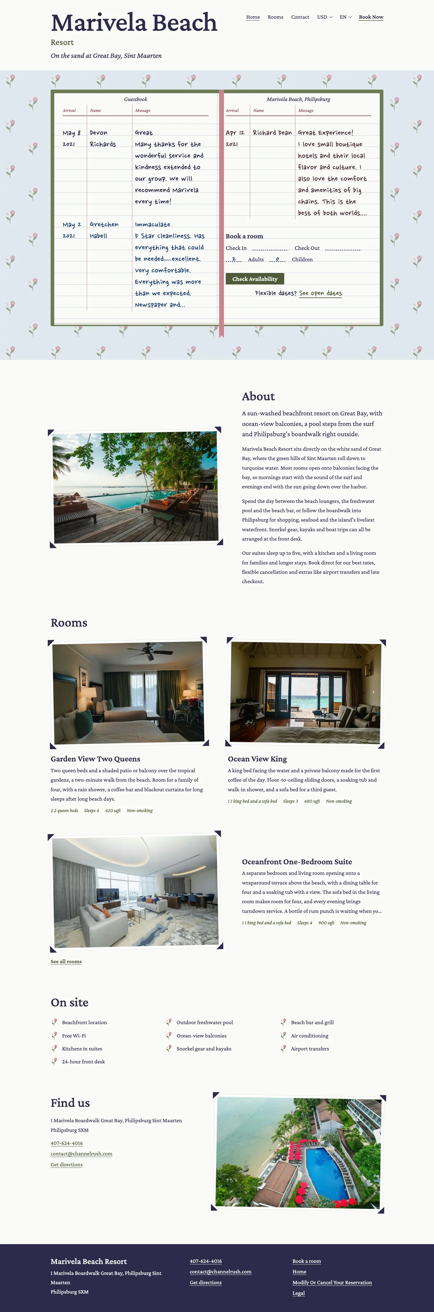 Theme Guestbook, Startseite auf dem Desktop